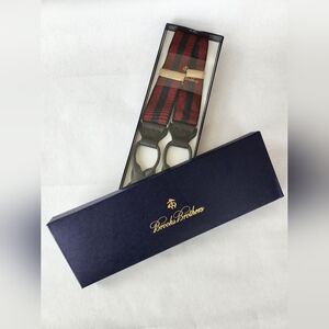New! || BROOKS BROTHERS || Red/Navy striped suspenders braces OS